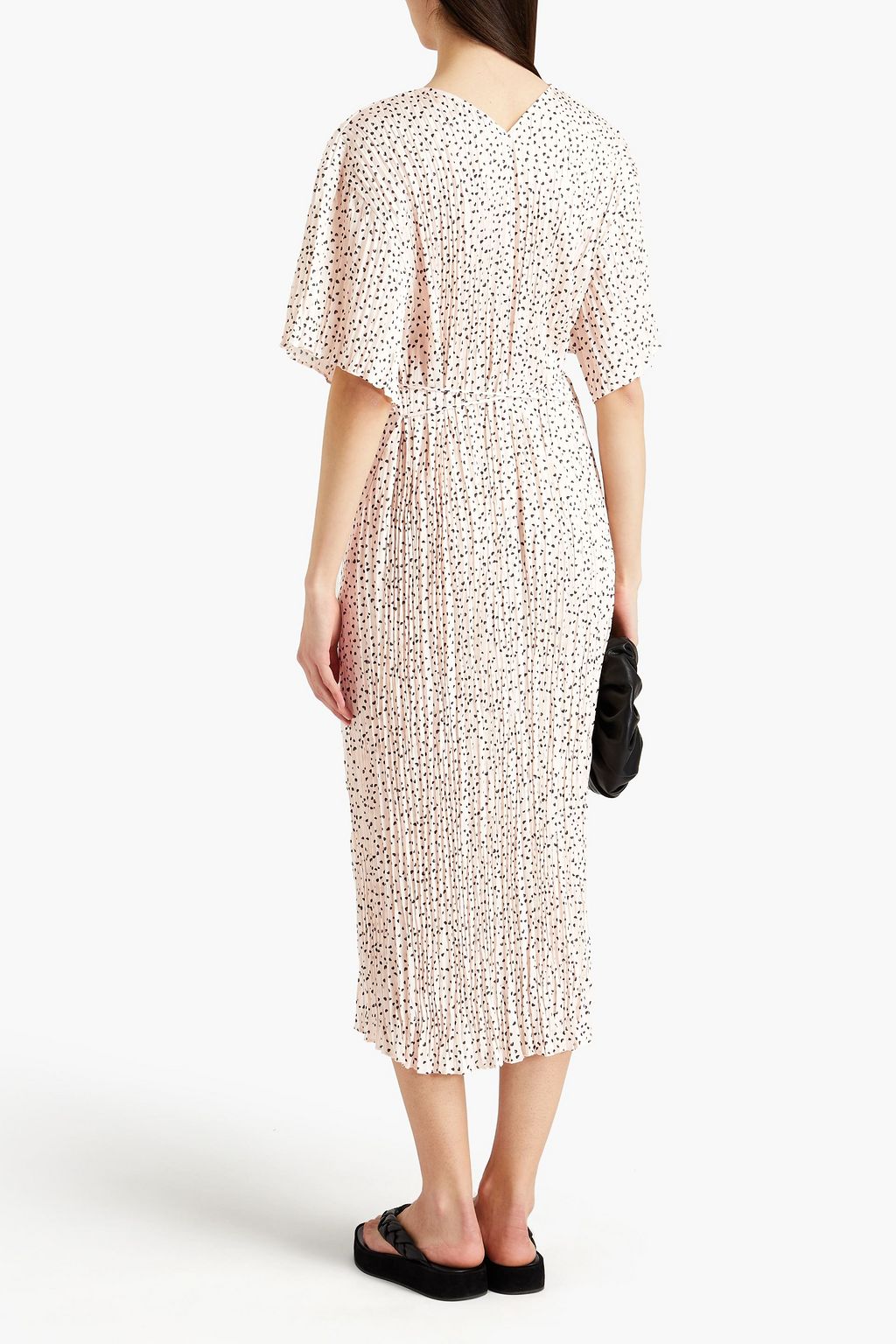 VINCE. Pleated printed satin-crepe midi dress