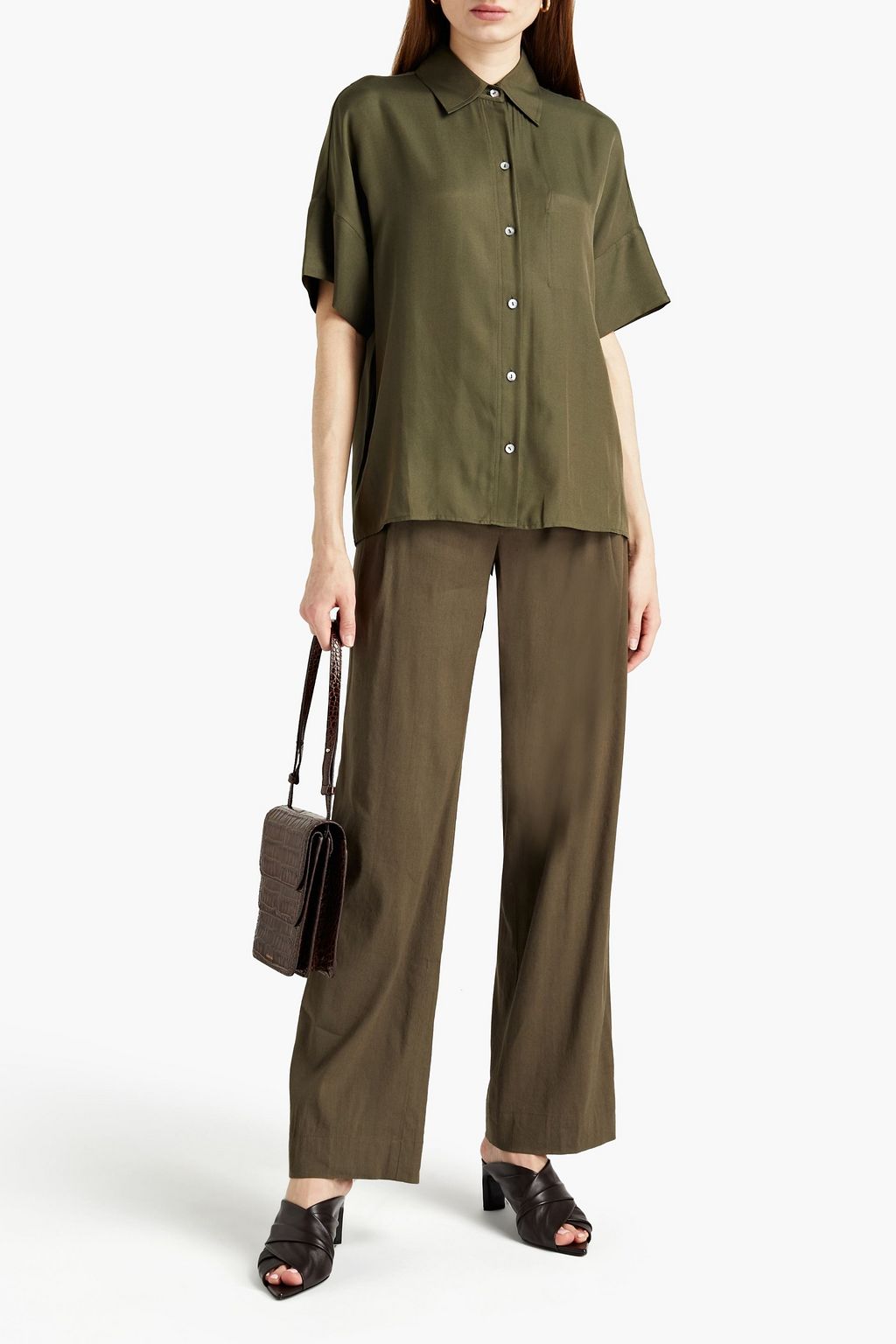 VINCE. Silk-blend twill shirt