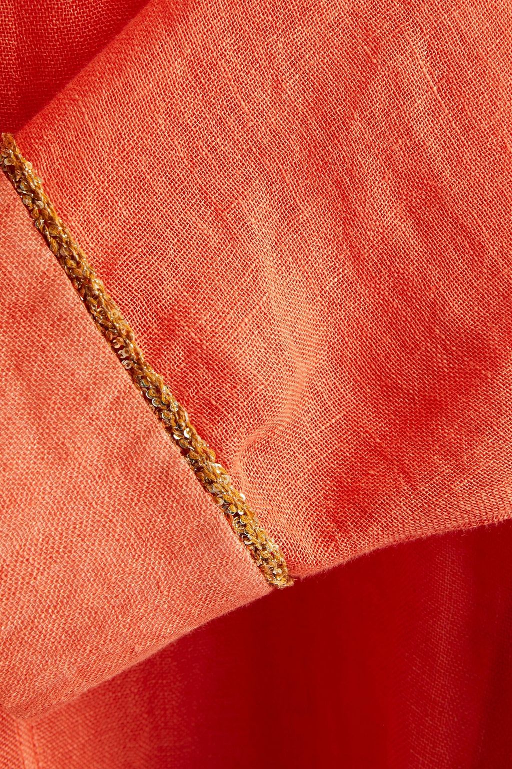 GENTRYPORTOFINO Metallic-trimmed embellished linen-gauze kaftan