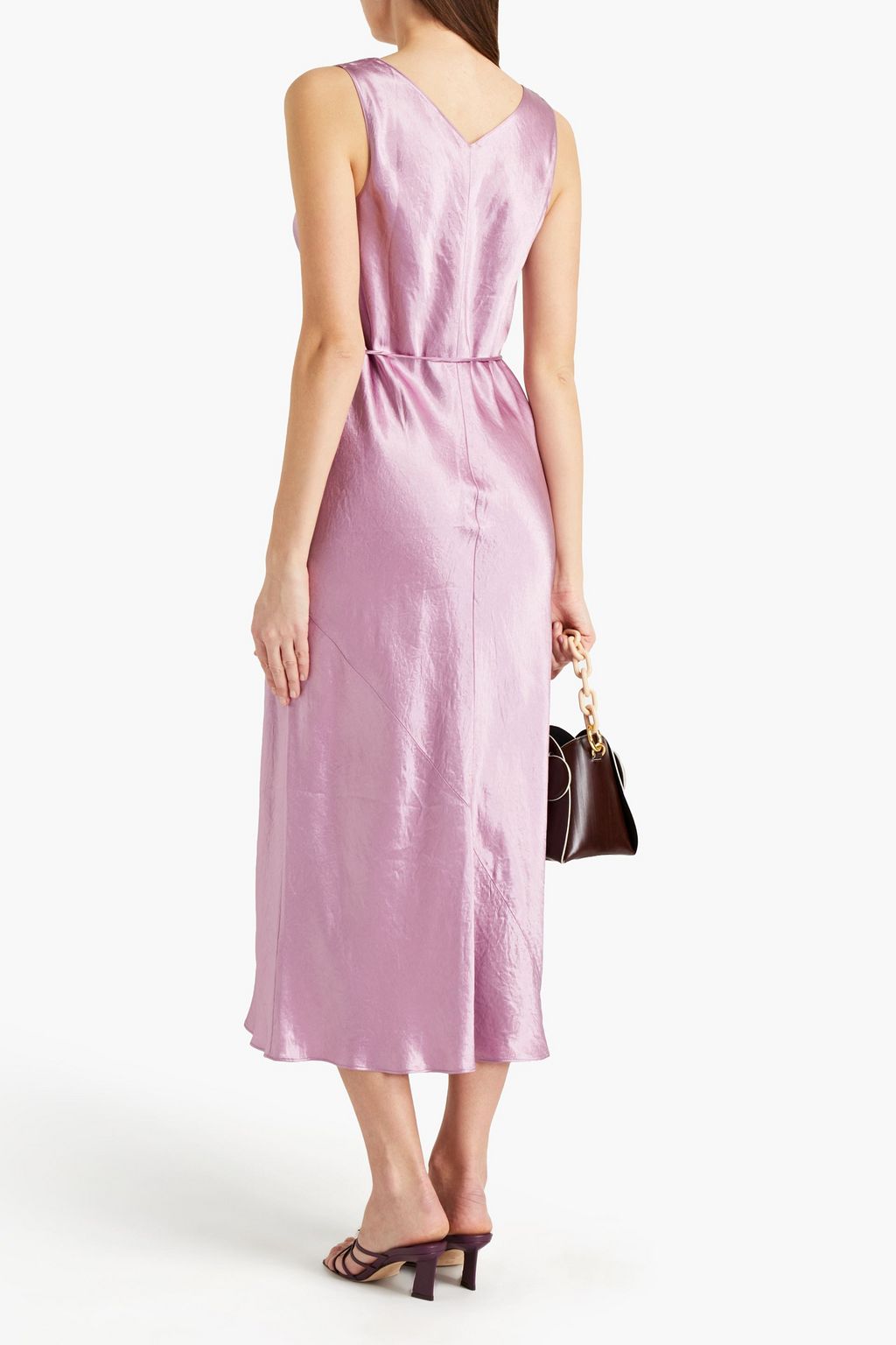 VINCE. Crinkled satin midi dress