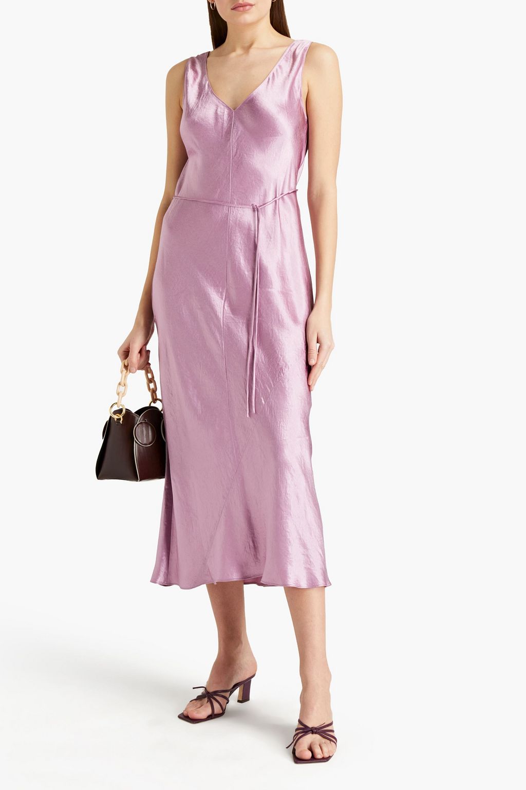 VINCE. Crinkled satin midi dress