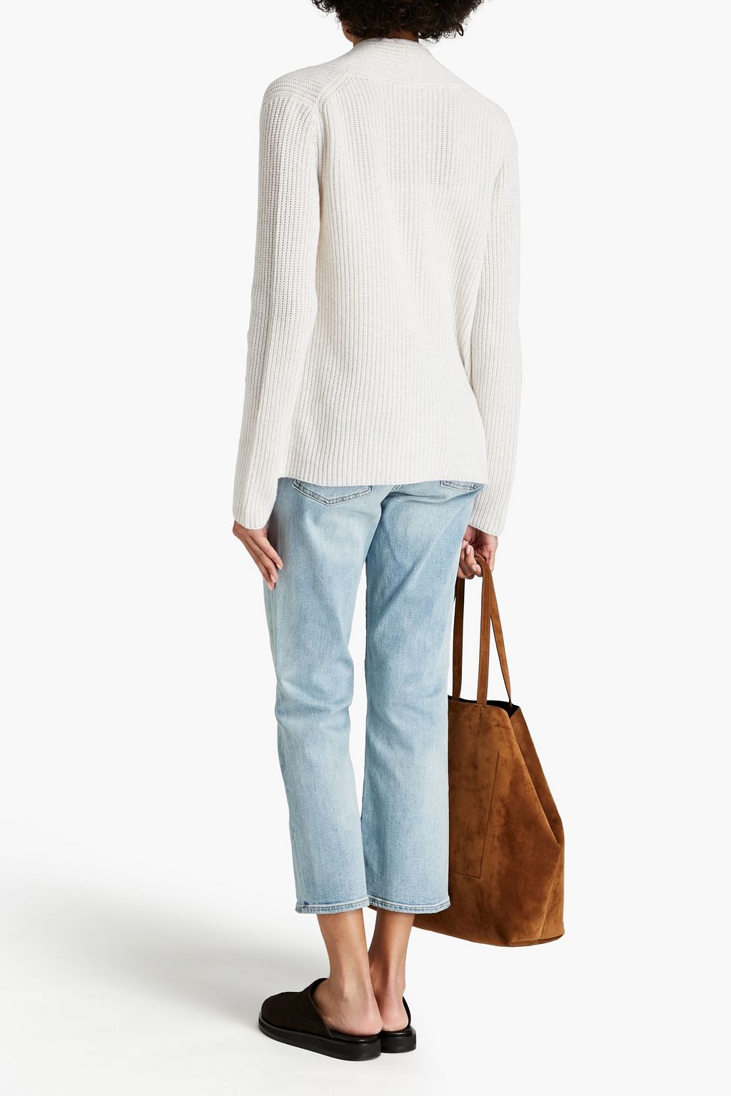 VINCE. Cropped faded mid-rise straight-leg jeans