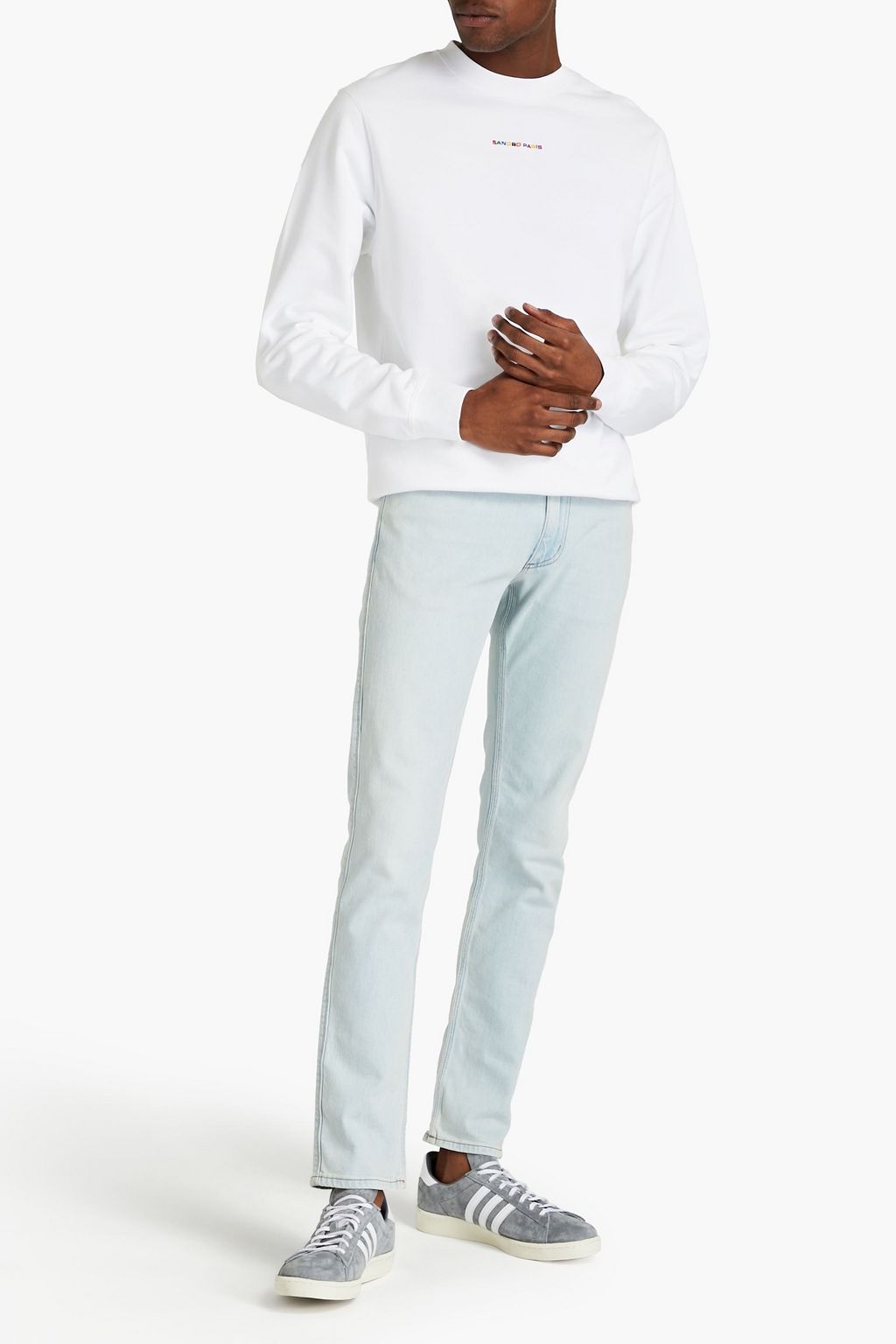 SANDRO Embroidered French cotton-terry sweatshirt
