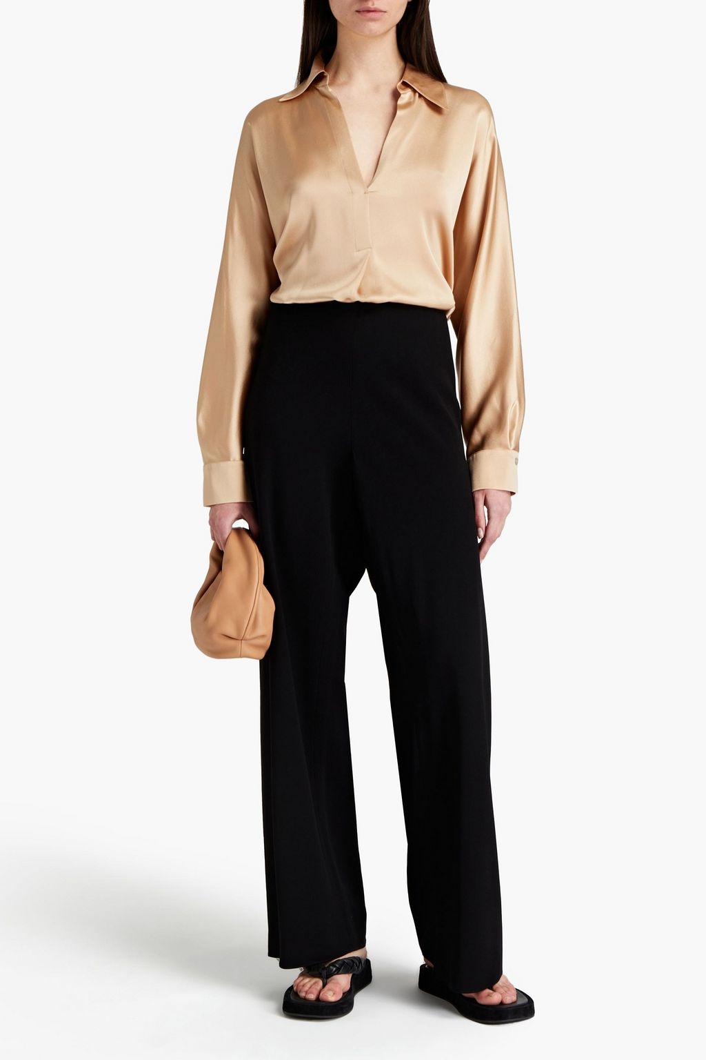 VINCE. Silk-satin crepe blouse