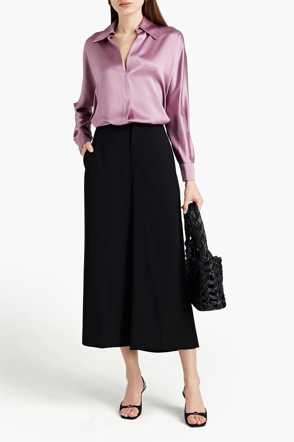 VINCE. Silk-satin crepe blouse