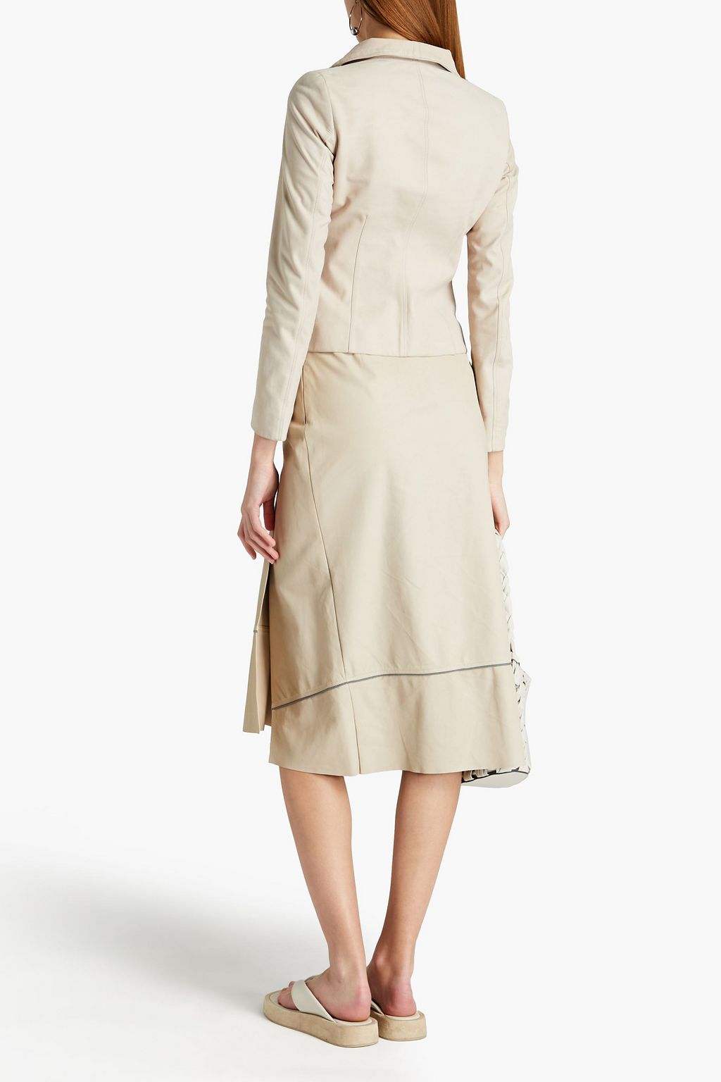 GENTRYPORTOFINO Asymmetric pleated leather skirt