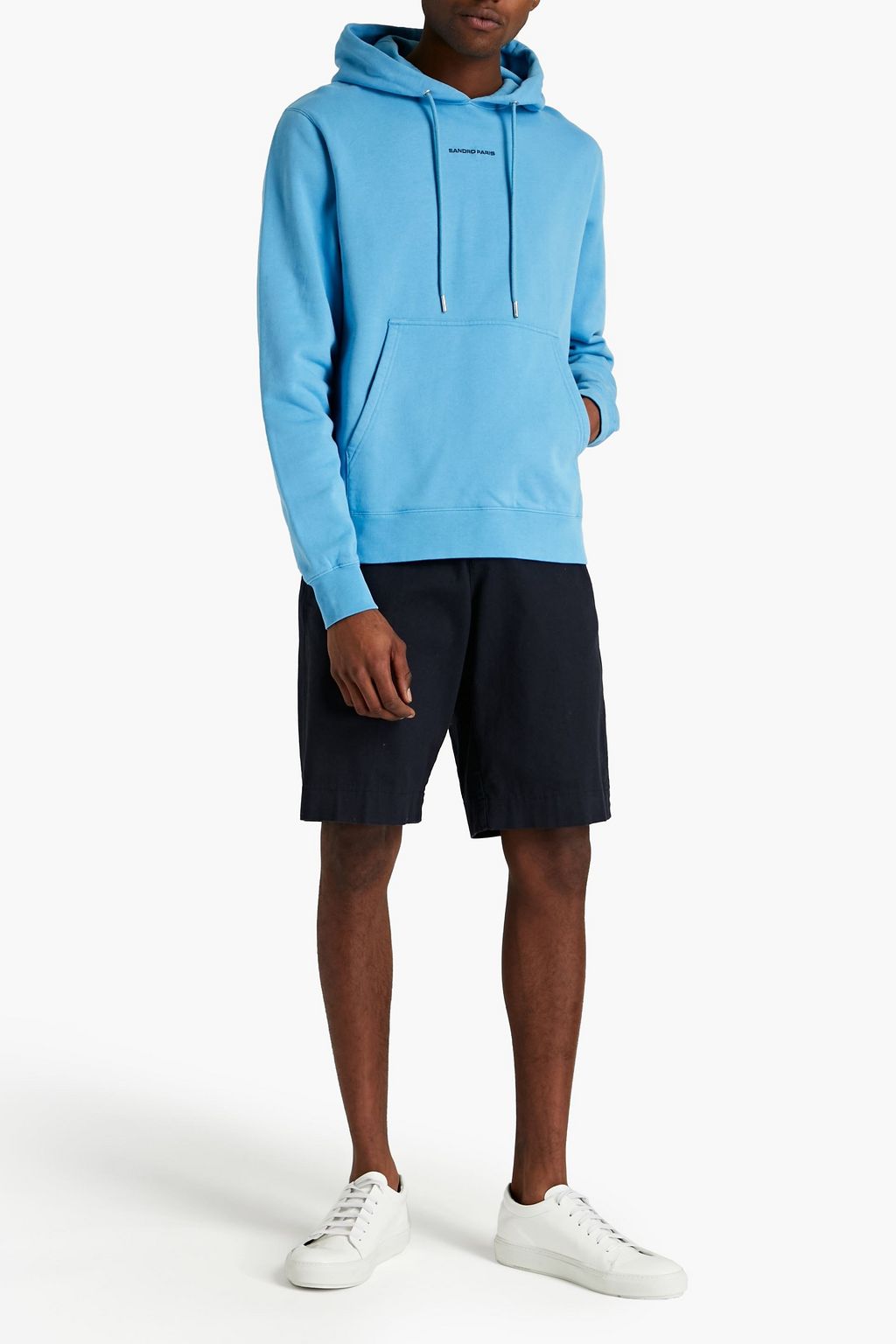 SANDRO Embroidered French cotton terry hoodie