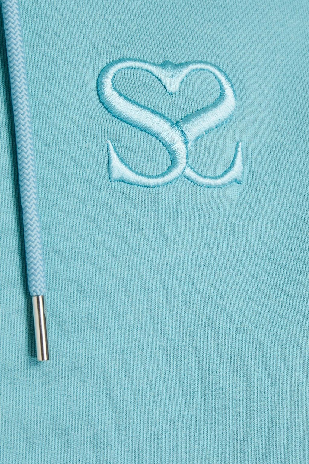SANDRO Embroidered French cotton-terry hoodie