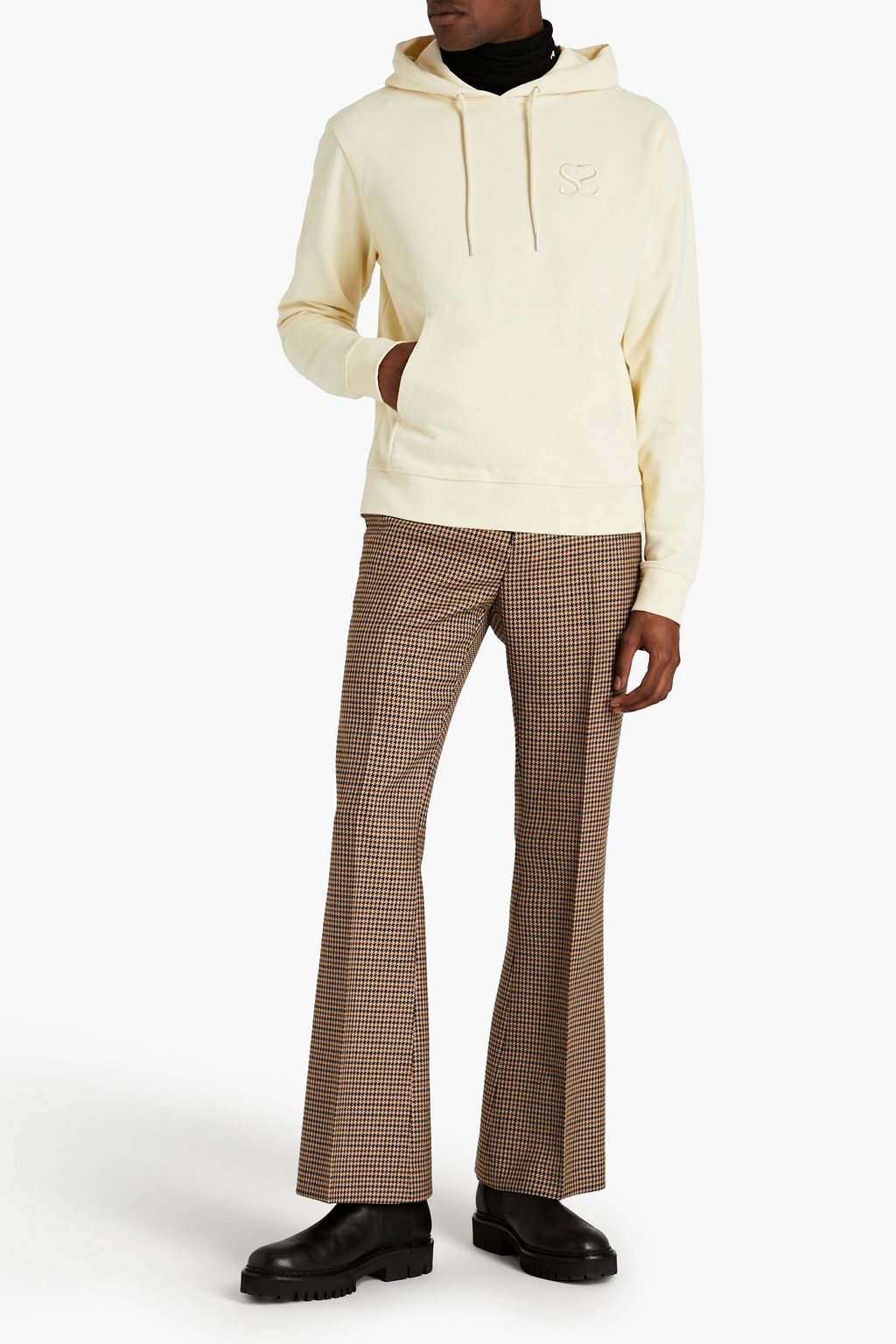 SANDRO Embroidered French cotton-terry hoodie