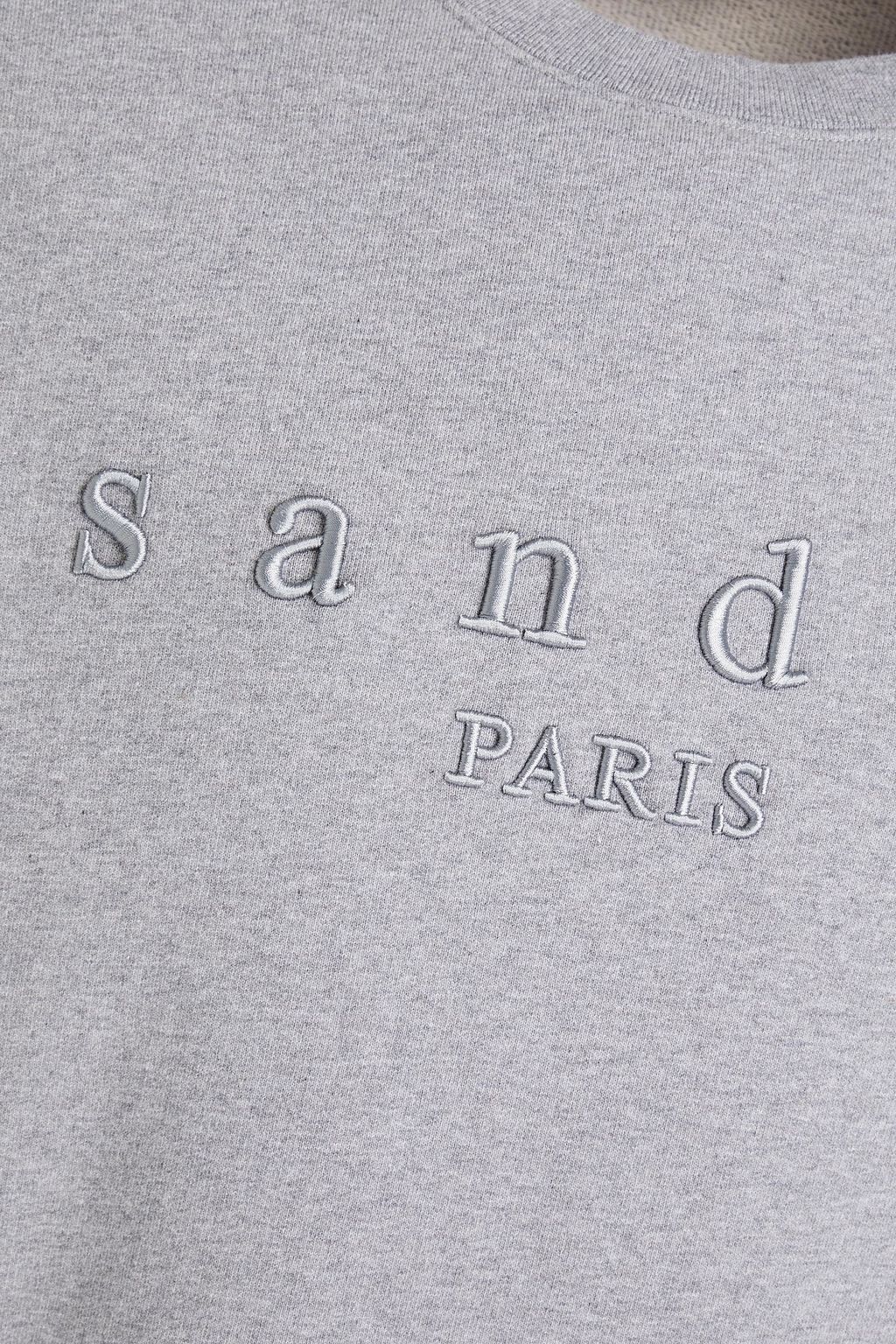 SANDRO Embroidered mélange French cotton-terry sweatshirt