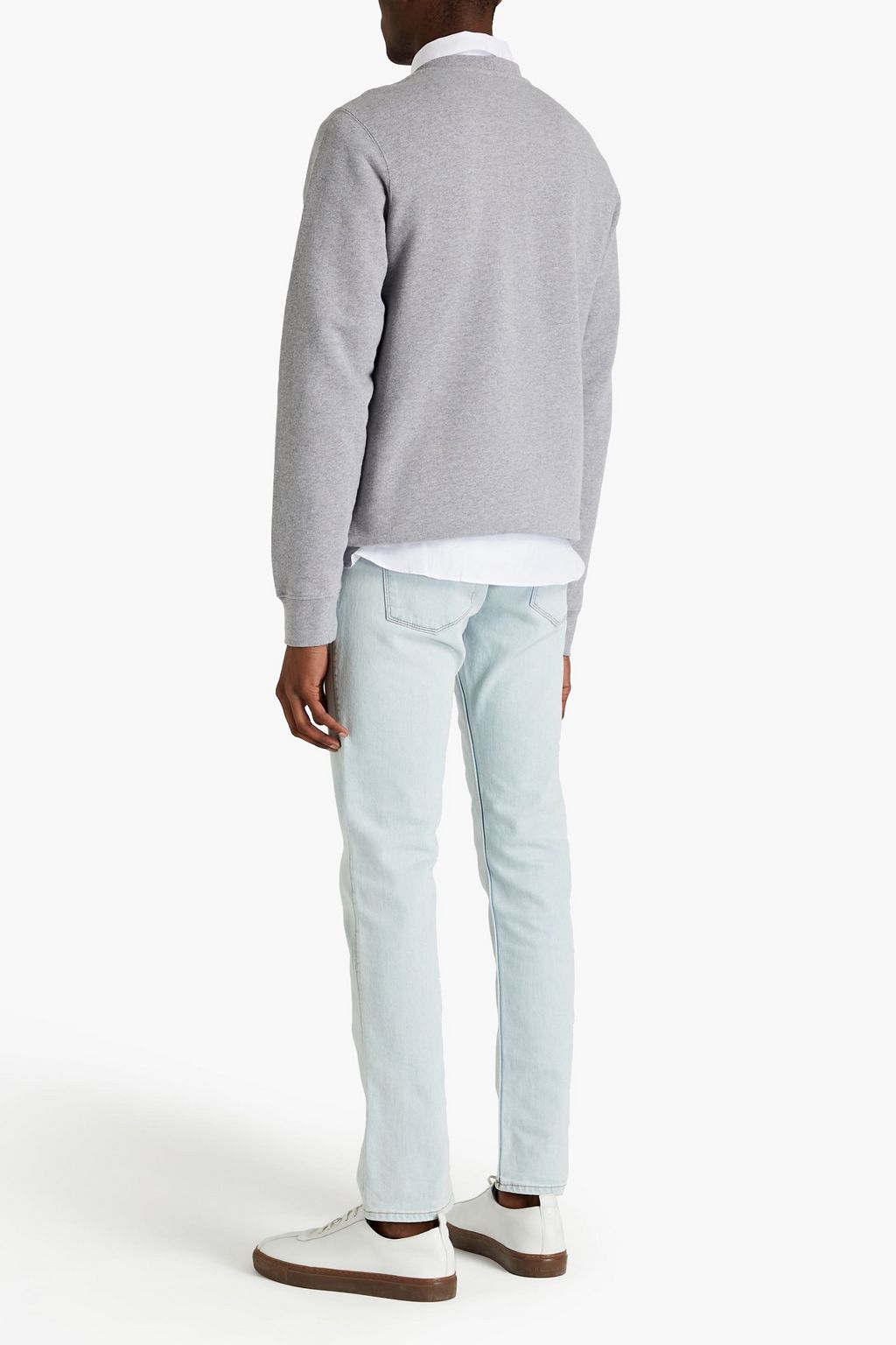 SANDRO Embroidered mélange French cotton-terry sweatshirt