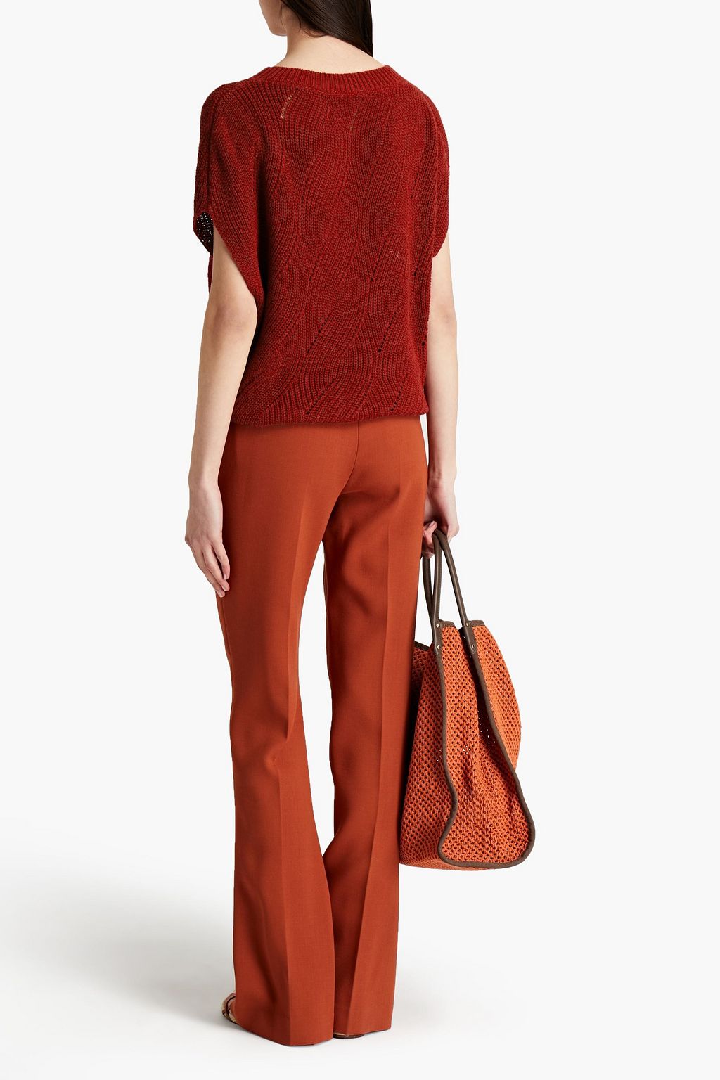 GENTRYPORTOFINO Cable-knit linen and silk-blend top