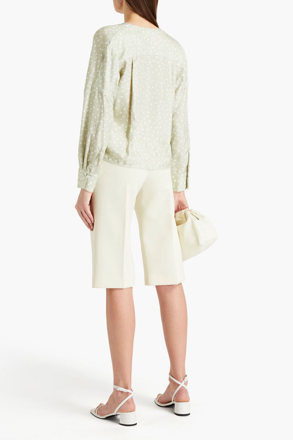 VINCE. Wrap-effect printed silk-blend satin-twill blouse