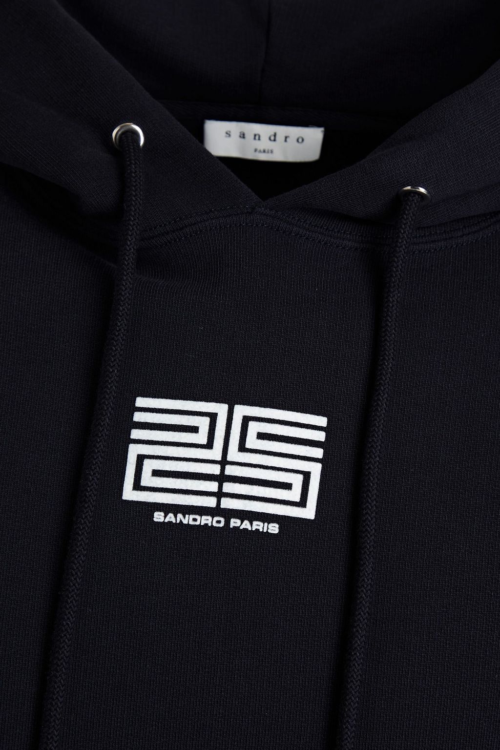 SANDRO Flocked French cotton-terry hoodie