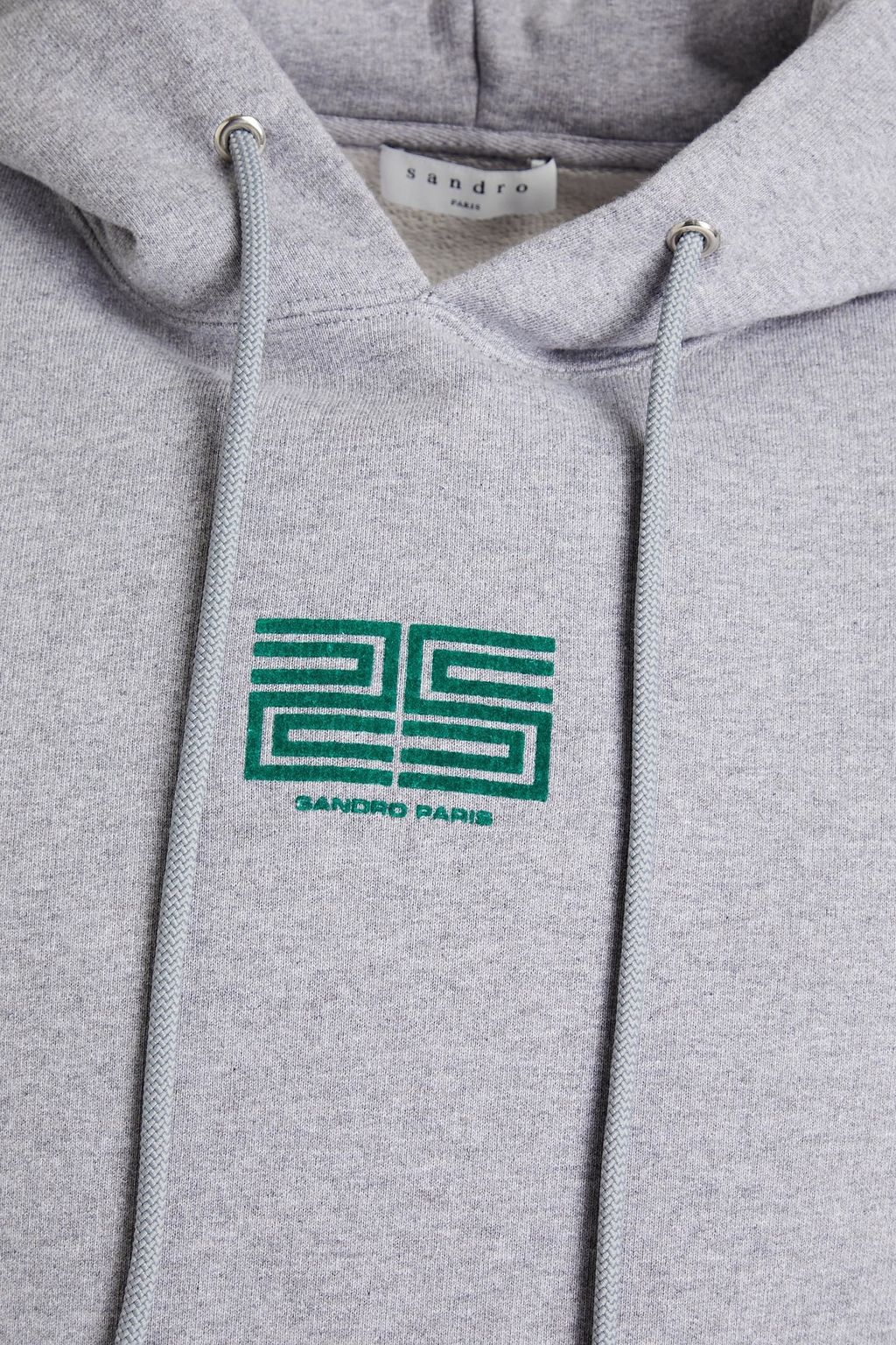 SANDRO Embroidered French cotton-terry hoodie