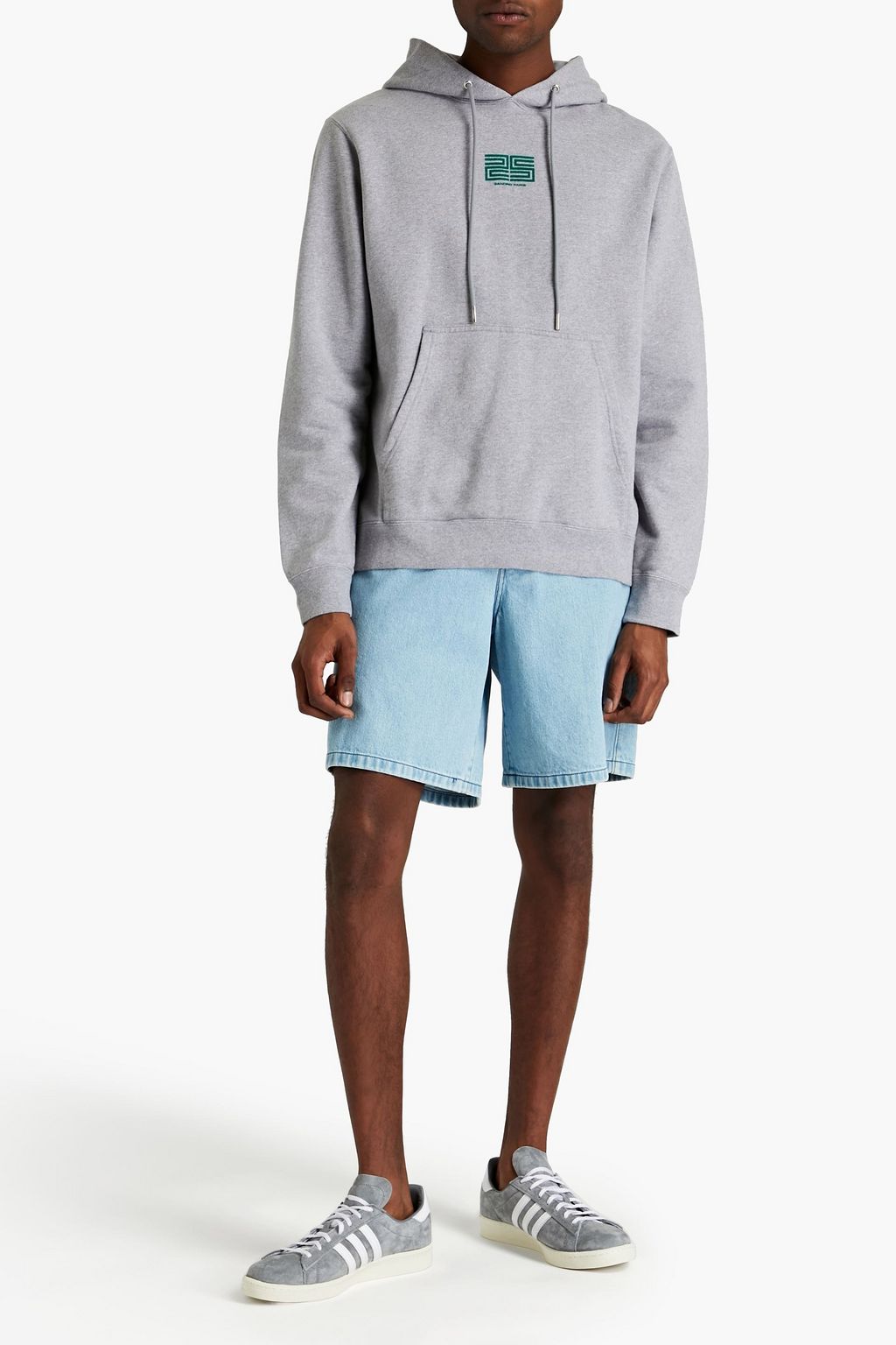 SANDRO Embroidered French cotton-terry hoodie