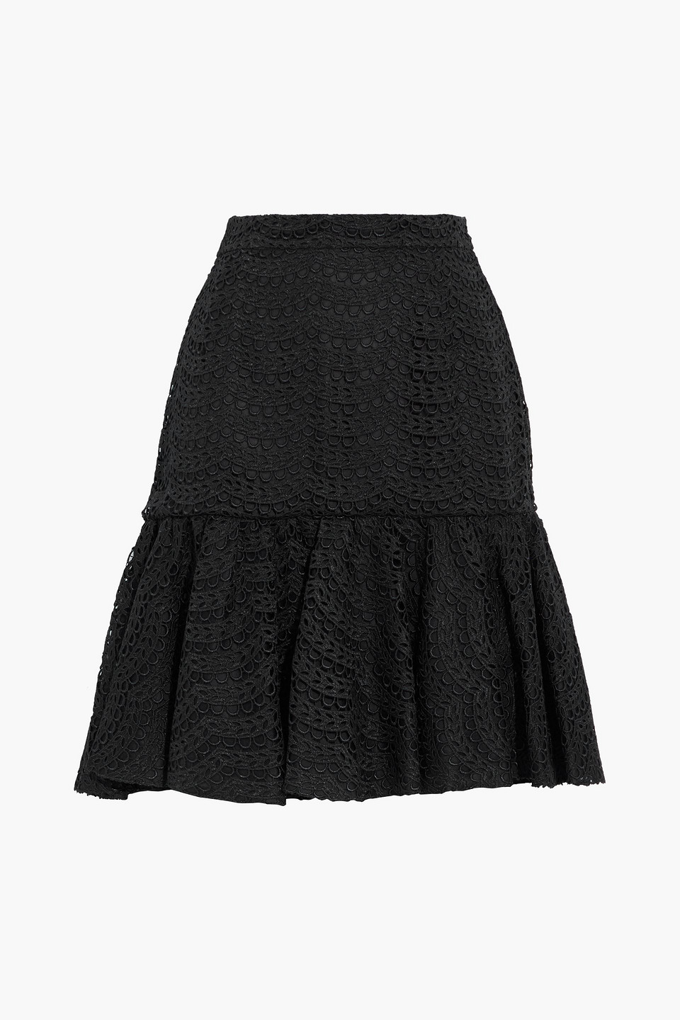 Fluted corded lace mini skirt