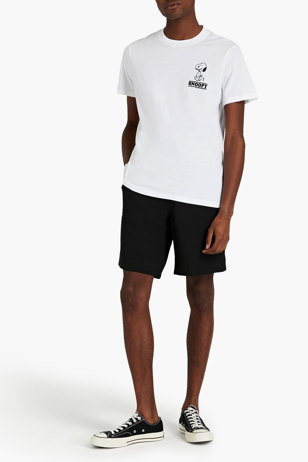 SANDRO + Peanuts slim-fit flocked printed cotton-jersey T-shirt