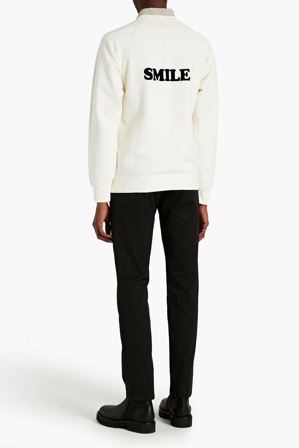 SANDRO + Peanuts flocked printed French cotton-terry sweatshirt