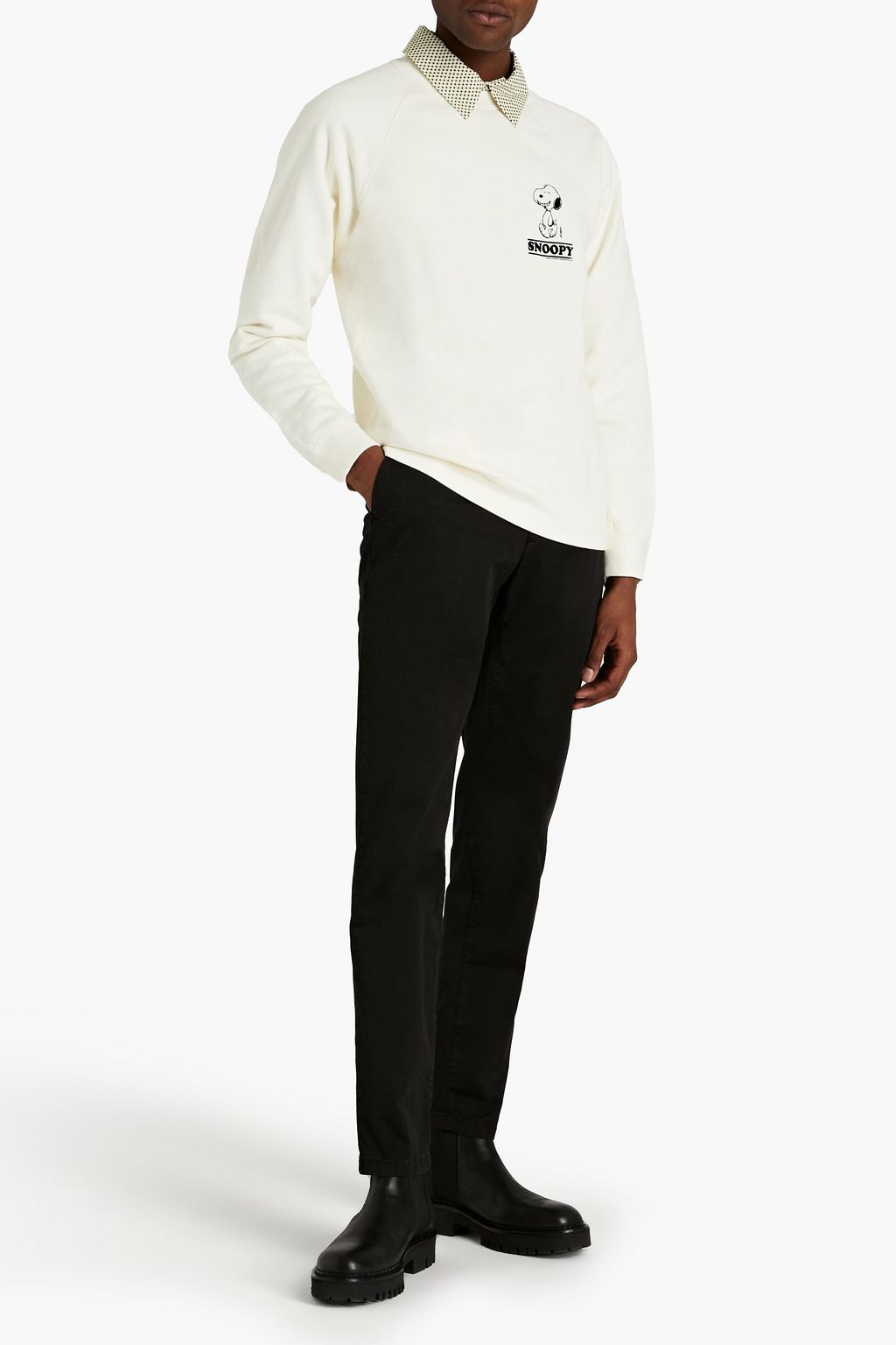 SANDRO + Peanuts flocked printed French cotton-terry sweatshirt