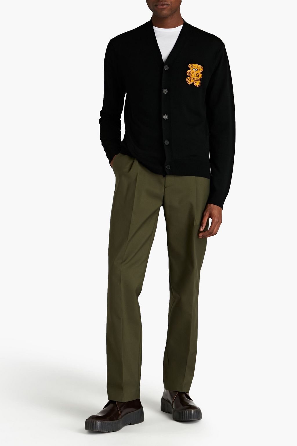 SANDRO Teddy appliquéd wool cardigan
