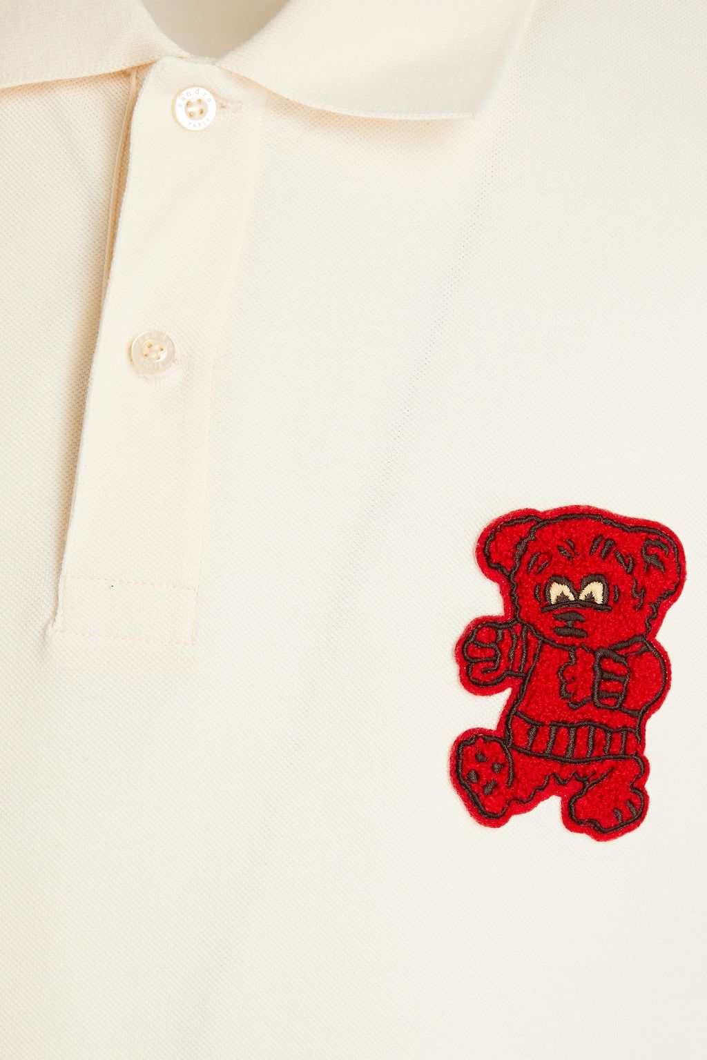 SANDRO Appliqued cotton-piqué polo shirt