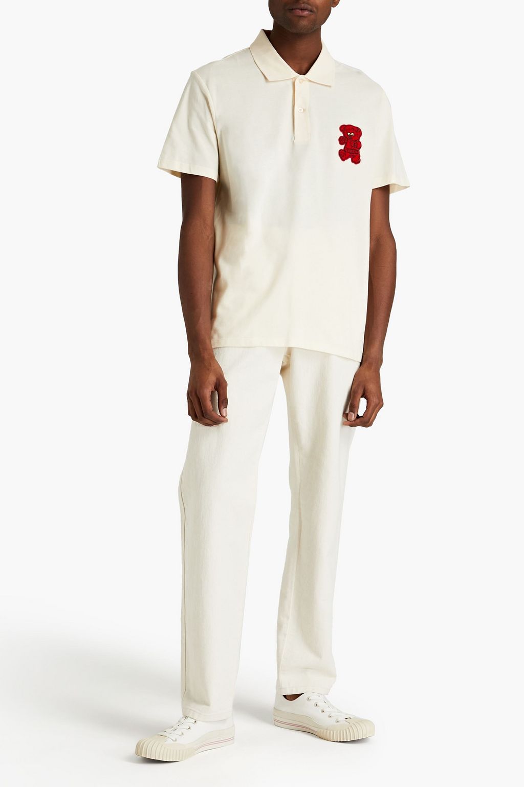 SANDRO Appliqued cotton-piqué polo shirt