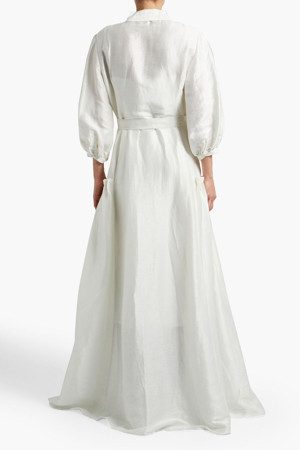 GABRIELA HEARST Cervantes belted linen and silk-blend shantung gown