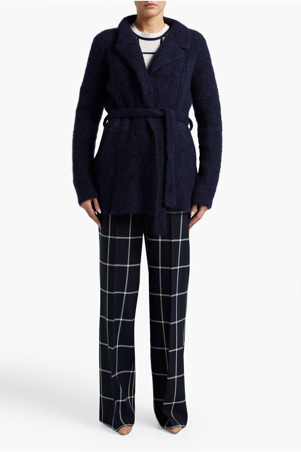 GABRIELA HEARST Belted boucle-knit cashmere and silk-blend wrap jacket