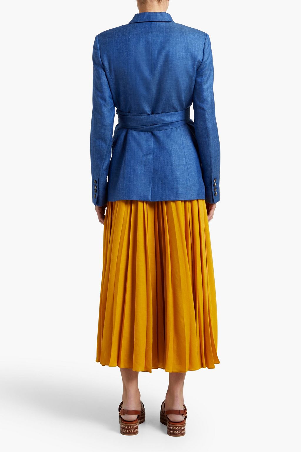 GABRIELA HEARST Belted herringbone wool, silk and linen-blend blazer