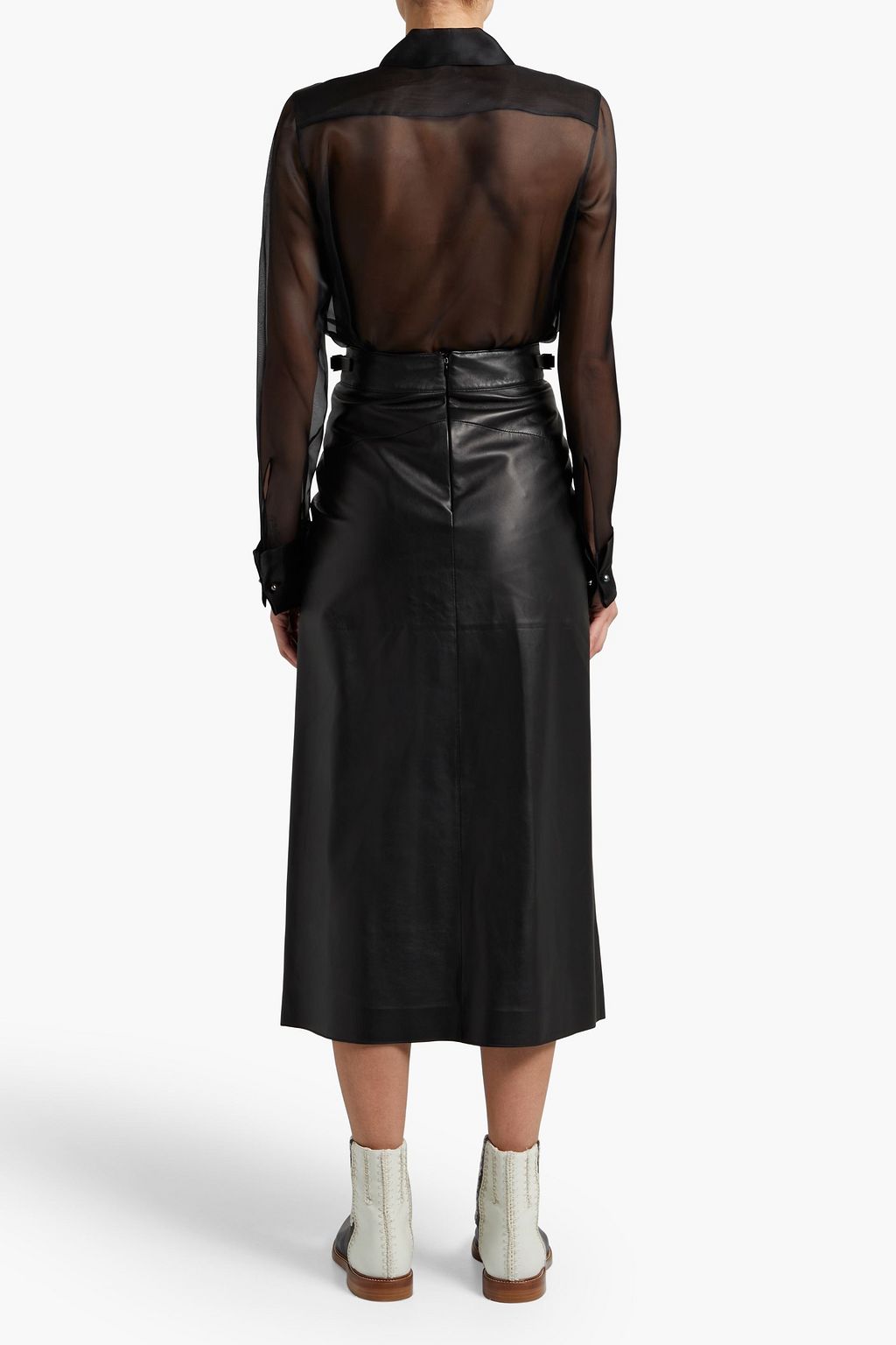 GABRIELA HEARST Oriana piqué-paneled lace-trimmed silk-organza blouse