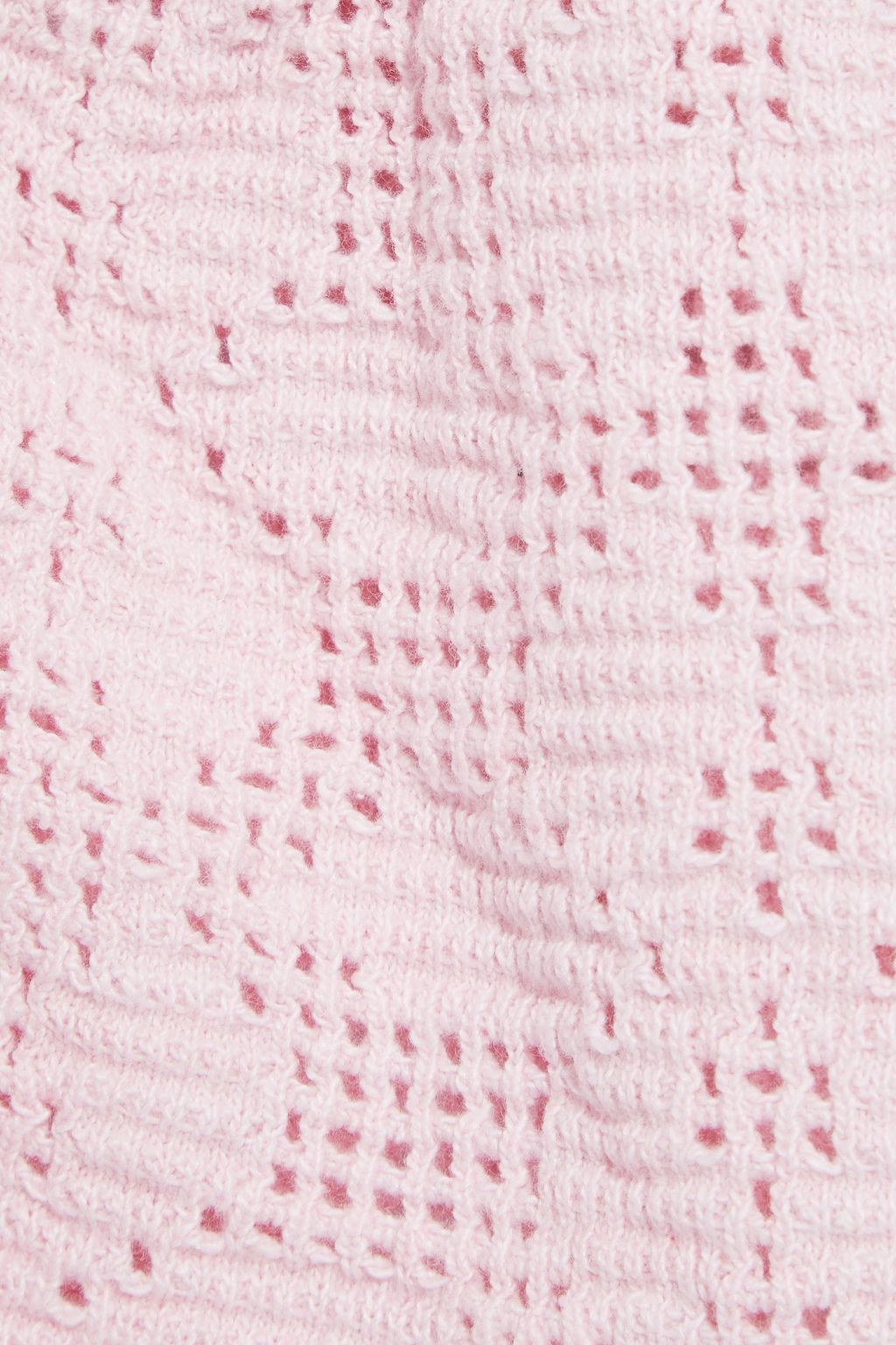 GIAMBA Ruffled lace-trimmed open-knit cotton-blend sweater