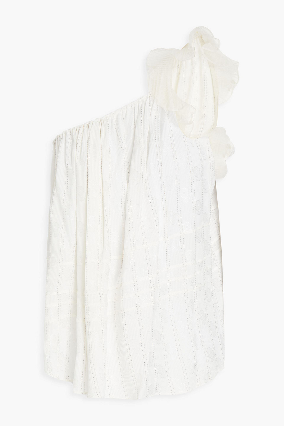 Isabel Marant Melody One-shoulder Floral-jacquard Top In Elfenbein