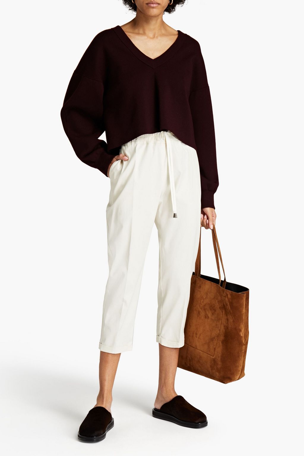 GENTRYPORTOFINO Cropped cotton-blend piqué tapered pants