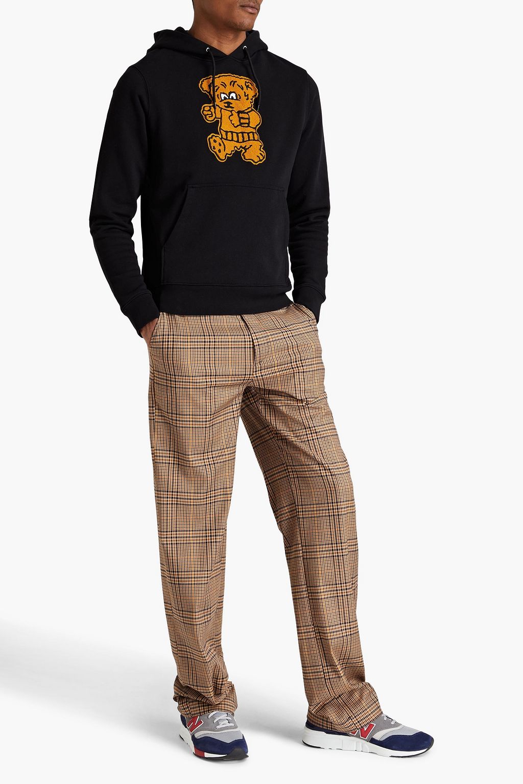 SANDRO Embroidered French cotton-terry hoodie