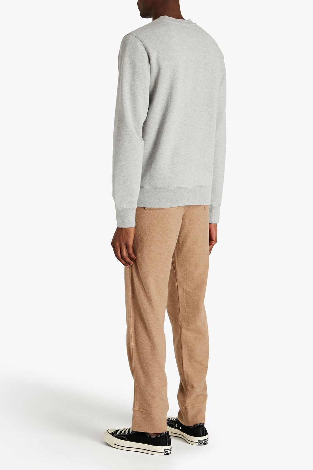 SANDRO Appliquéd mélange French cotton-terry sweatshirt