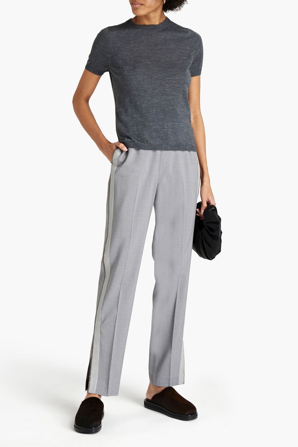 GENTRYPORTOFINO Silk, cashmere and linen-blend top