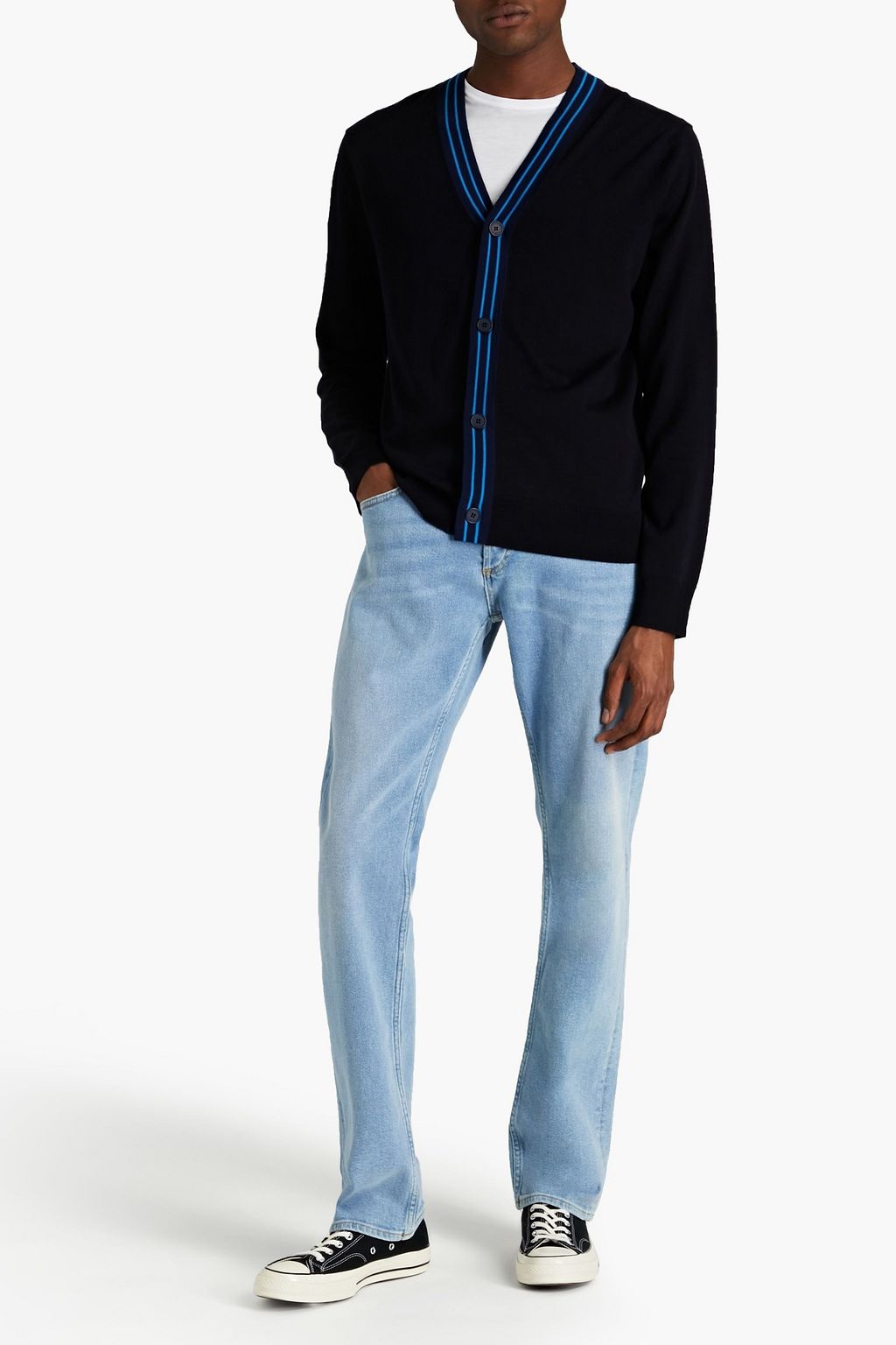 SANDRO Outline striped wool cardigan