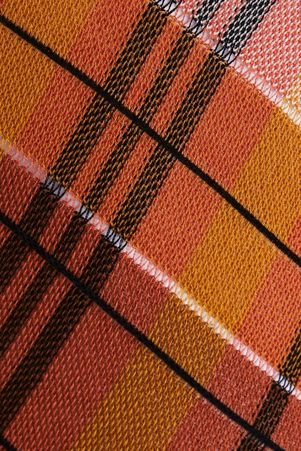 GENTRYPORTOFINO Checked crochet-knit cotton top