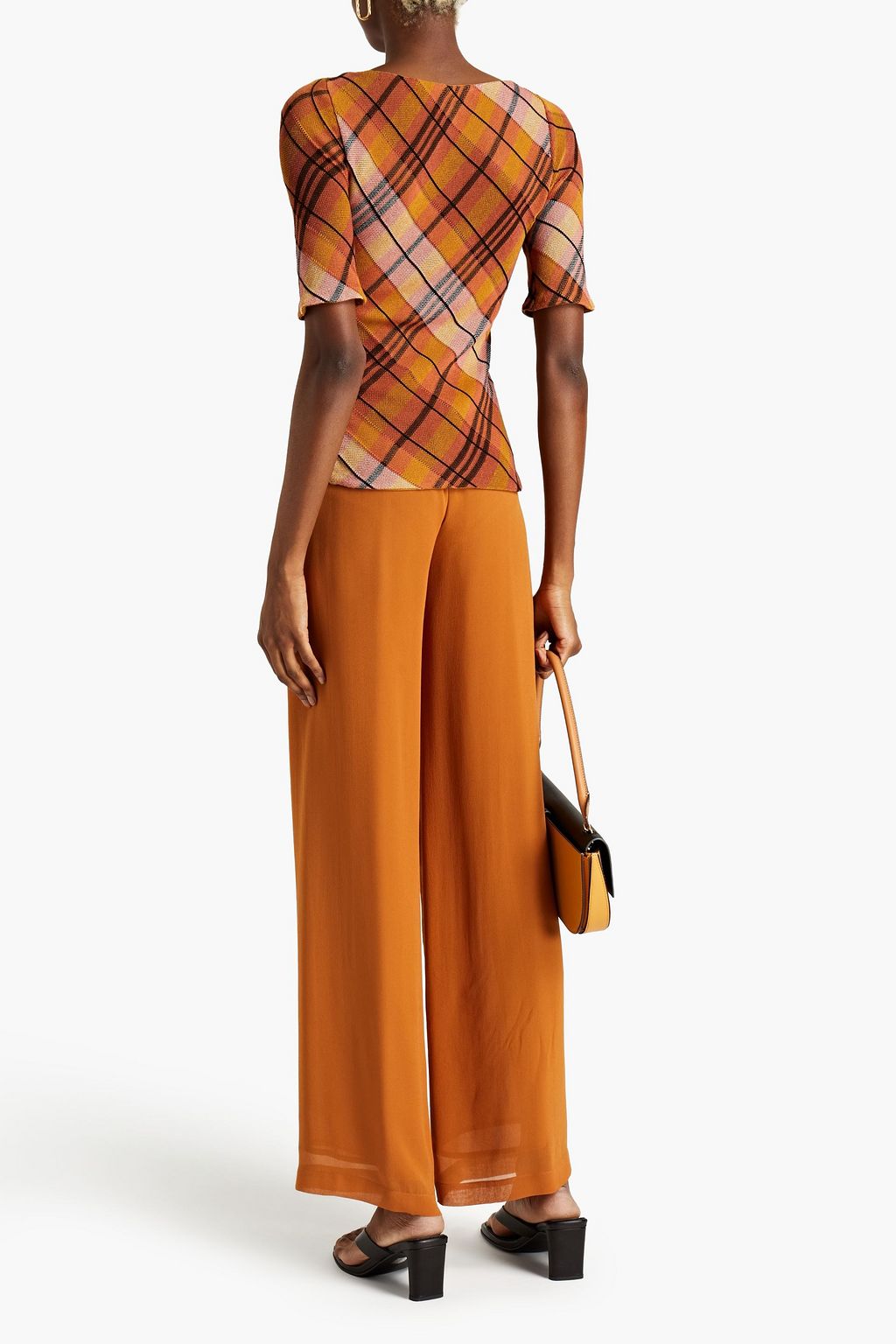 GENTRYPORTOFINO Checked crochet-knit cotton top
