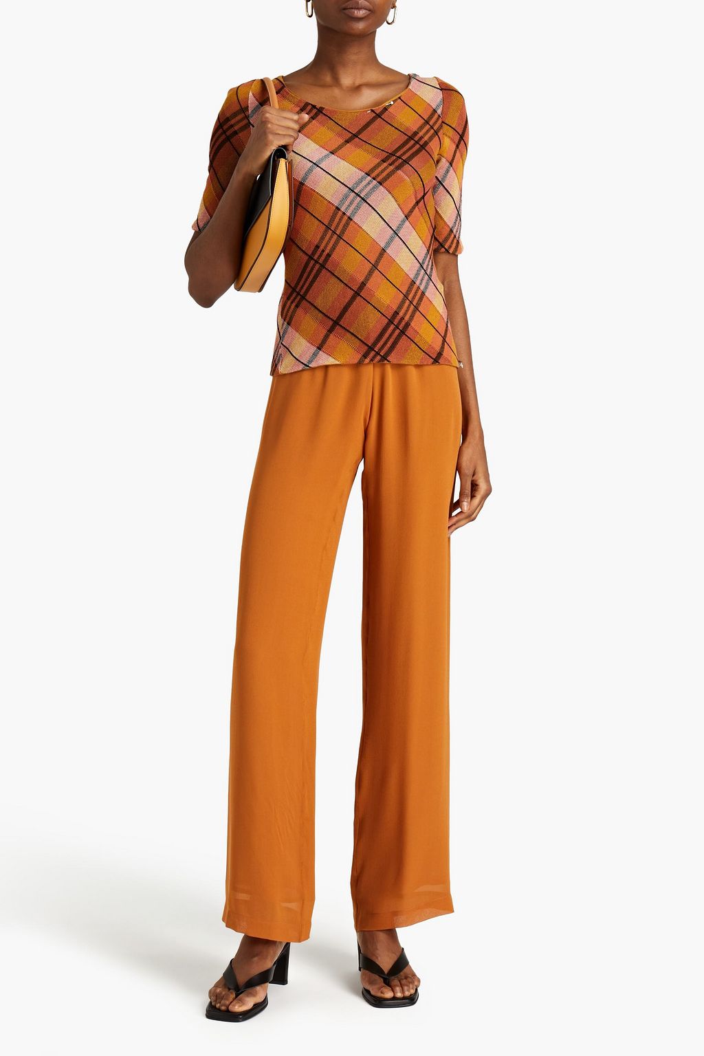 GENTRYPORTOFINO Checked crochet-knit cotton top
