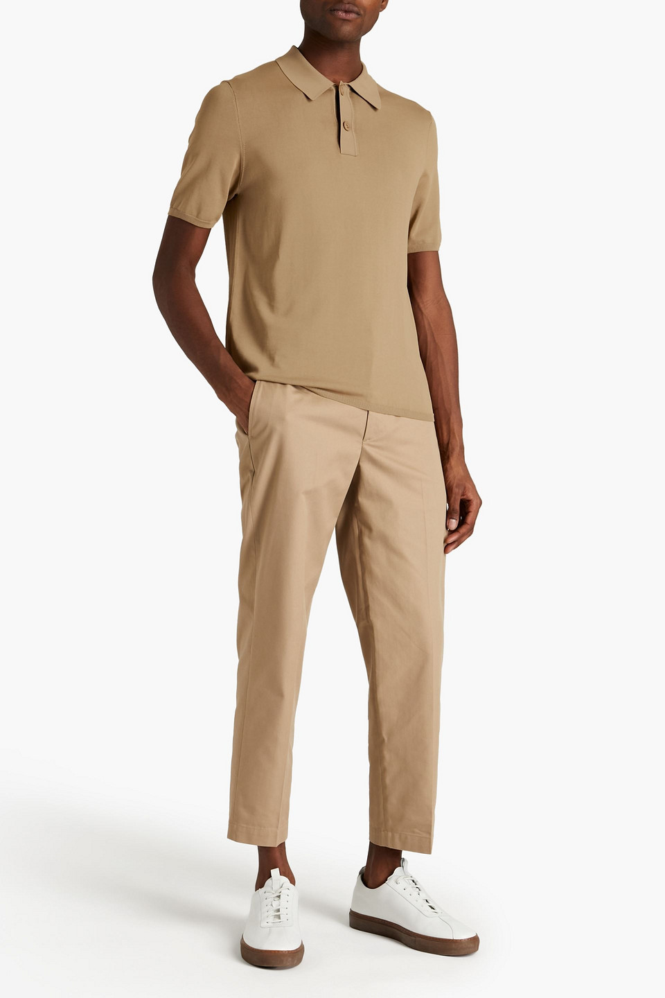 Sandro Pablo Knit Polo Shirt In Camel