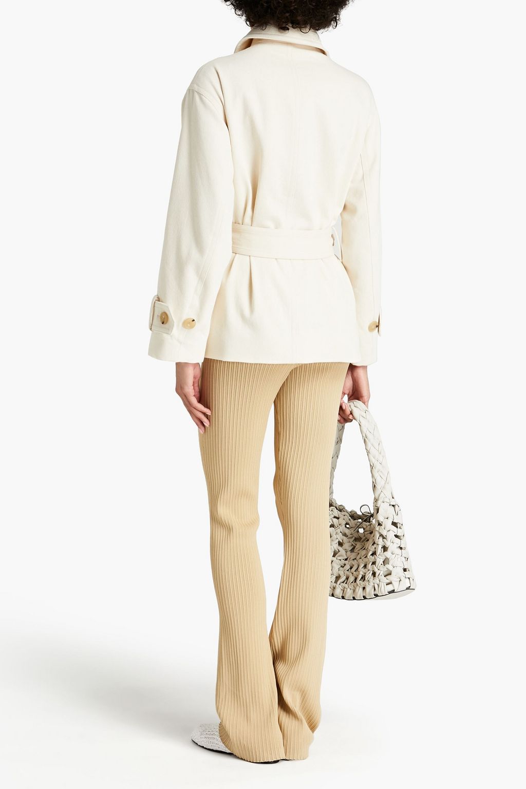 VINCE. Belted cotton-blend jacket