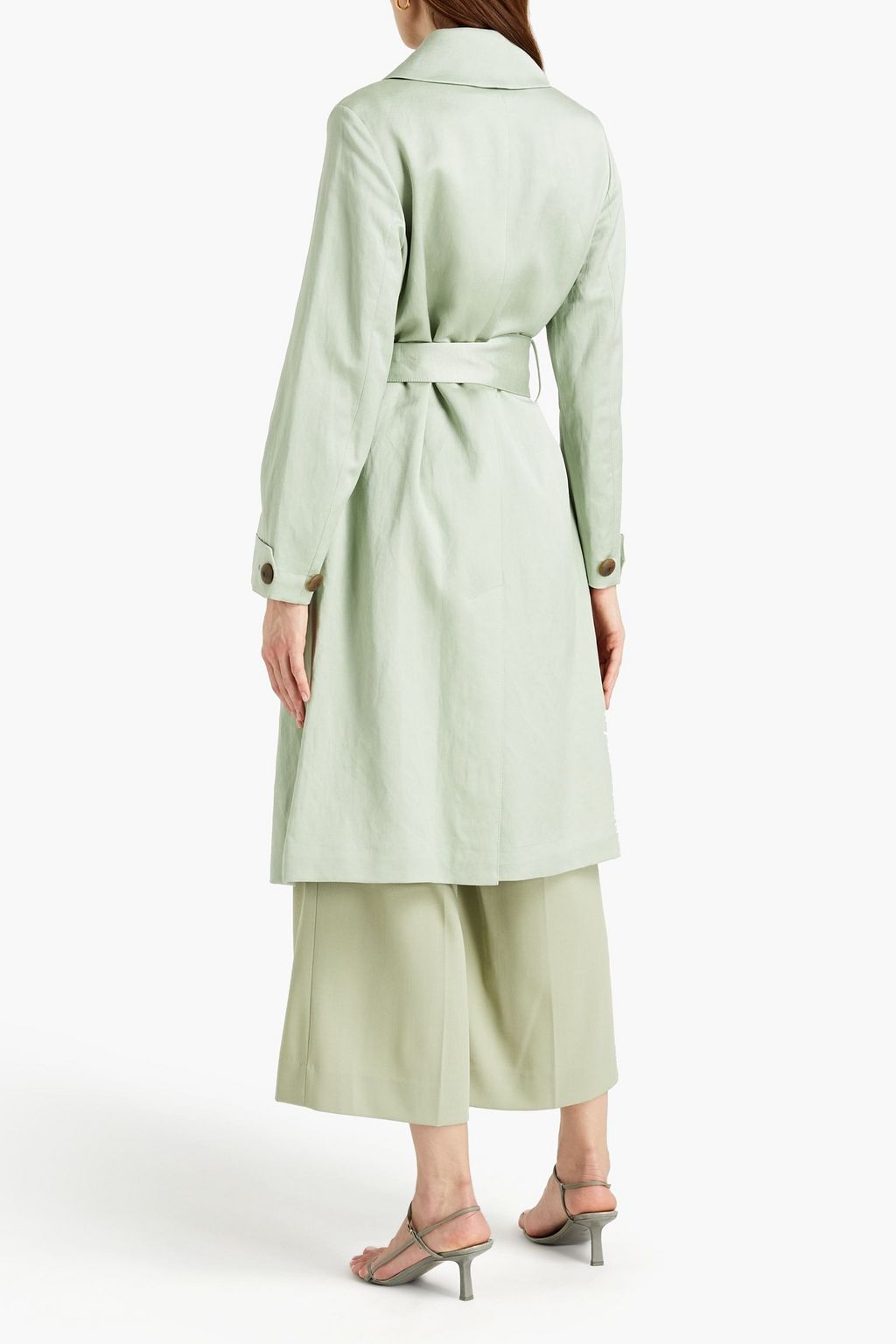 VINCE. Belted linen-blend coat
