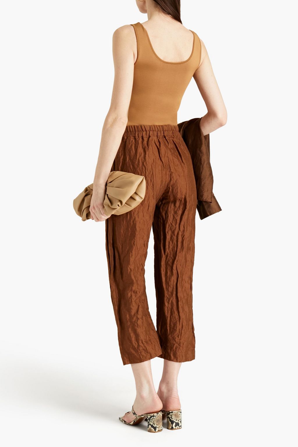 GENTRYPORTOFINO Cropped crinkled cotton-blend tapered pants