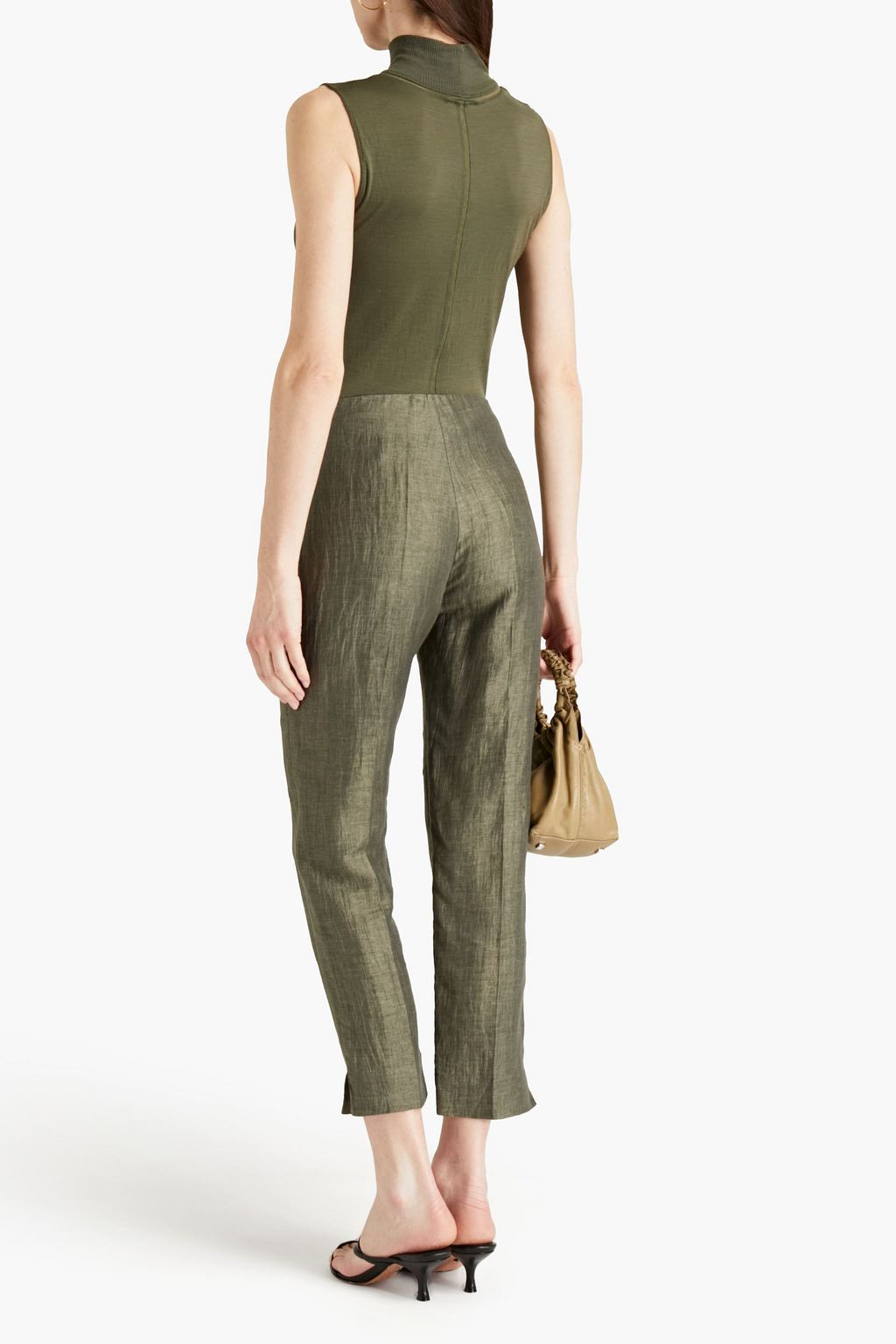 GENTRYPORTOFINO Cropped crinkled linen-blend tapered pants