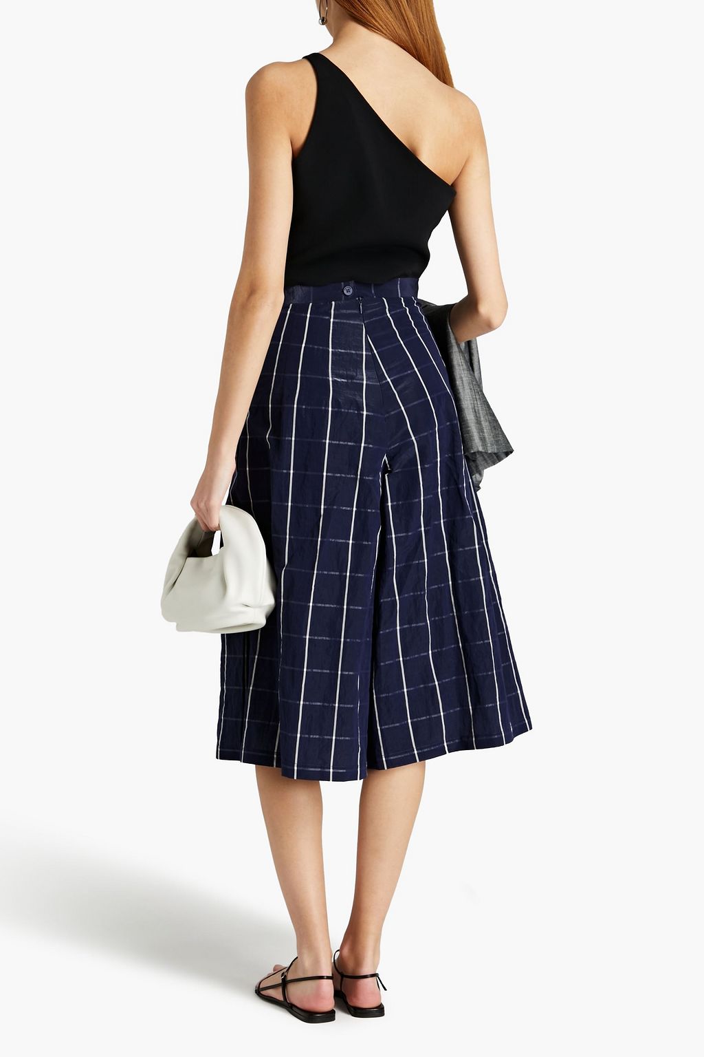 GENTRYPORTOFINO Crinkled checked cotton-blend organza culottes