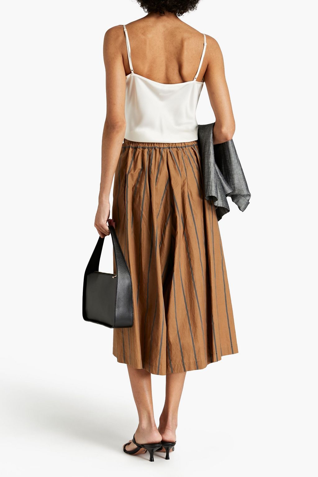GENTRYPORTOFINO Gathered striped cotton culottes