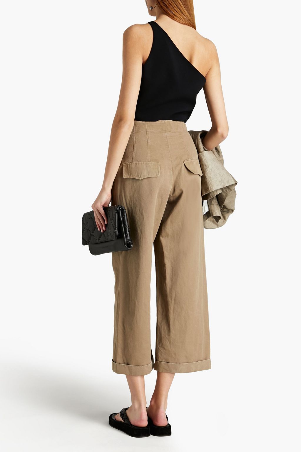 GENTRYPORTOFINO Cropped cotton and linen-blend gabardine wide-leg pants