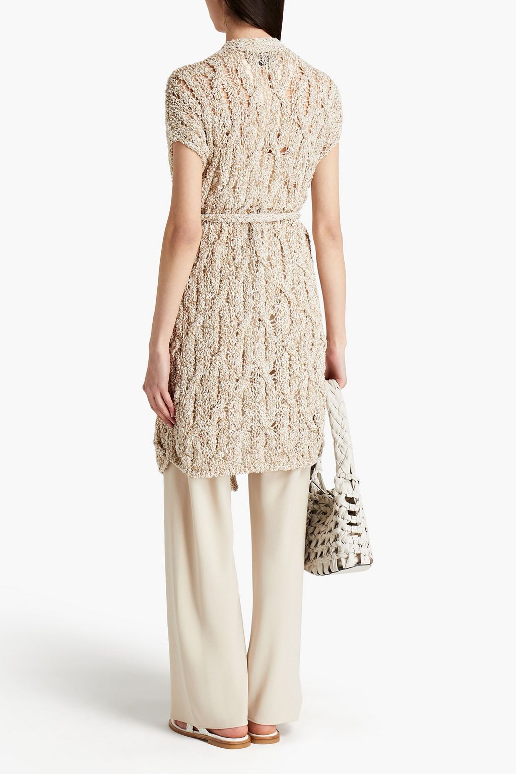 GENTRYPORTOFINO Belted embellished bouclé-knit cardigan
